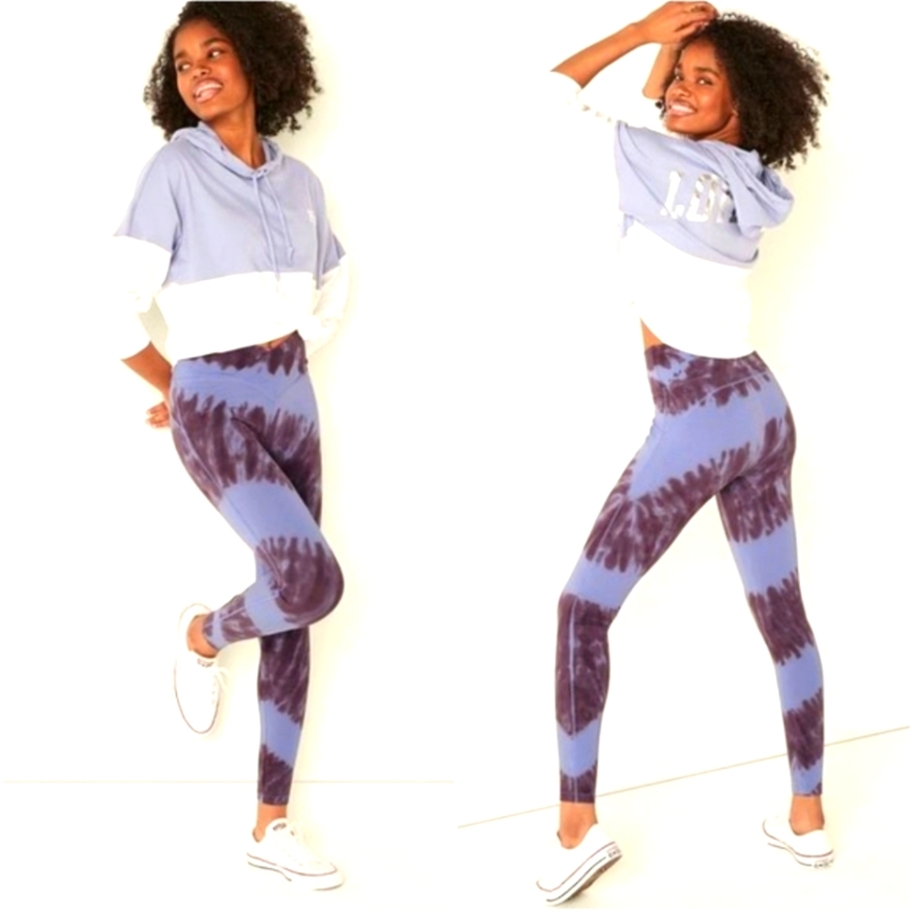 Victoria's Secret PINK Active Cotton High Waist V Crossover Leggings TieDye